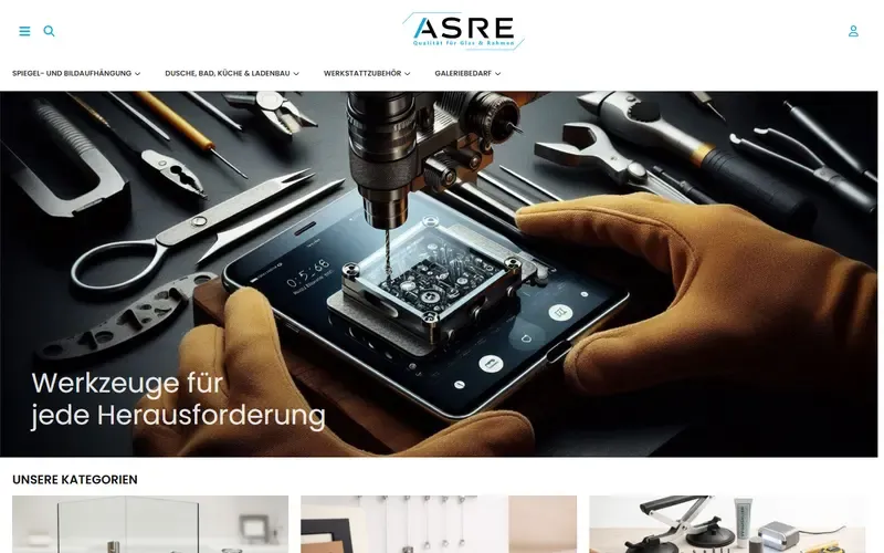 Screenshot der Website von ASRE