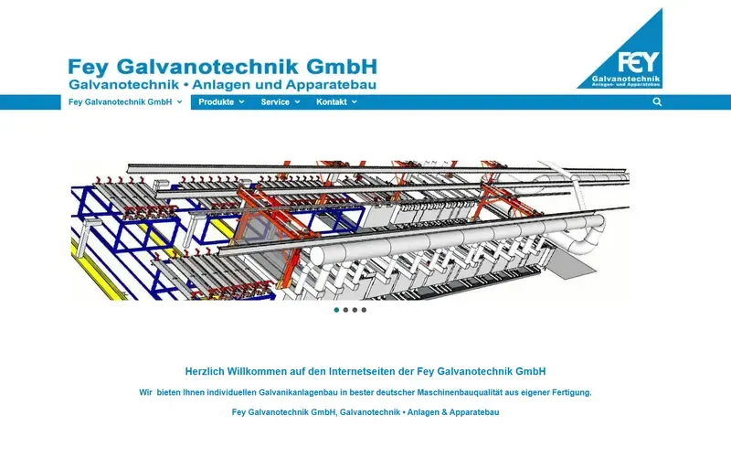 Screenshot der Website von Fey Galvanotechnik