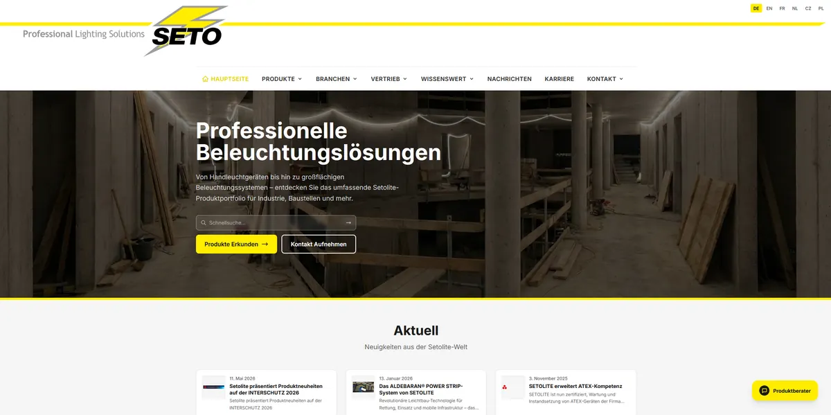 Screenshot der Website von Setolite