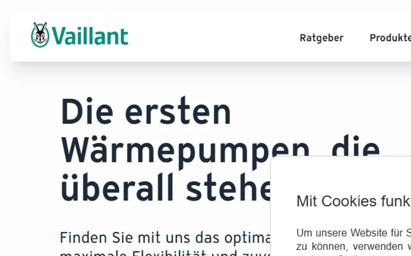 Screenshot der Website von Vaillant