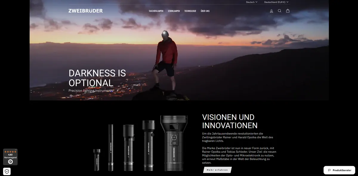 Screenshot der Website von Zweibrüder